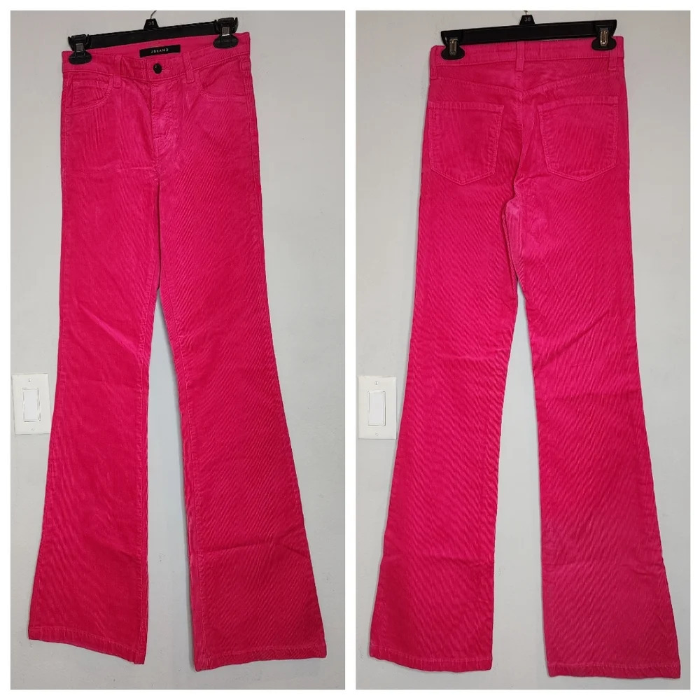 Size 25 Tall J Brand Flare Corduroy Pink Pants Women's 35" inseam 25T 25 Long
